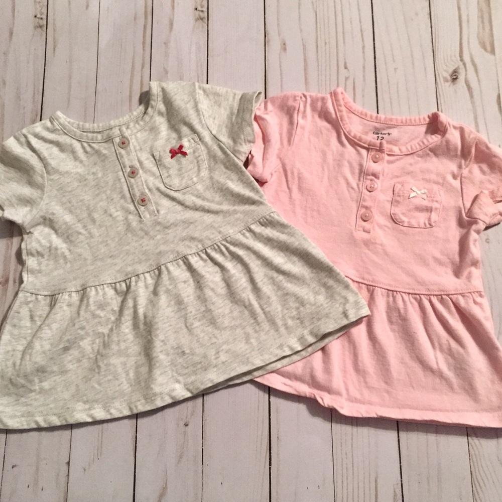 Set of 2 Gray Pink Baby Girl Casual Dress Sundress